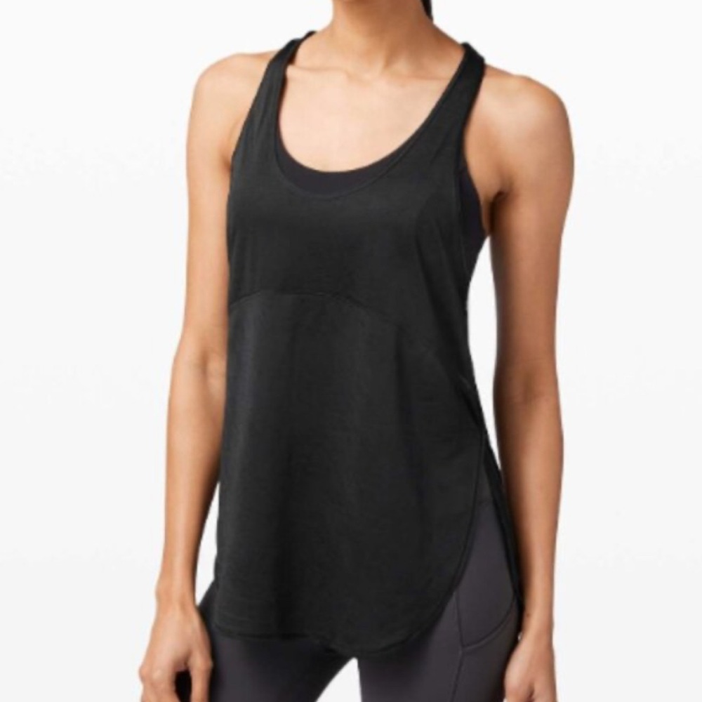 Lululemon Twist Around Tank Size 10 Black Luxtreme Mesh 2 in 1 Bra Yoga Gym